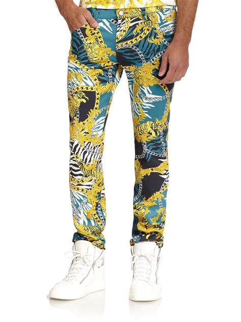 versace chain print pants